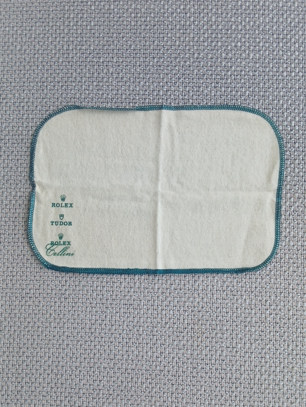 Rolex Cream Polishing Cloth with Green Border and Logos